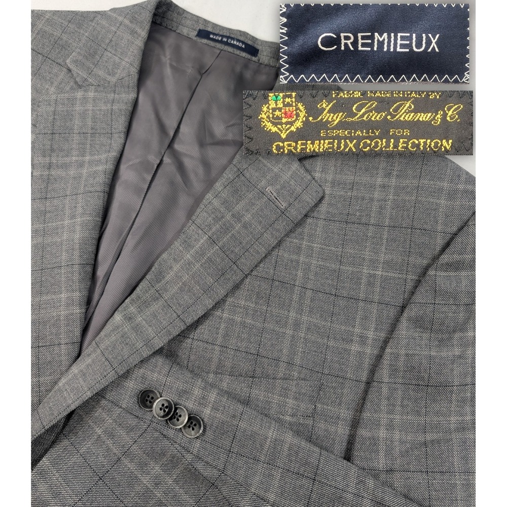 Daniel Cremieux Blazer Sport Coat Suit Jacket Loro Piana Gray Window 44R Big 48"